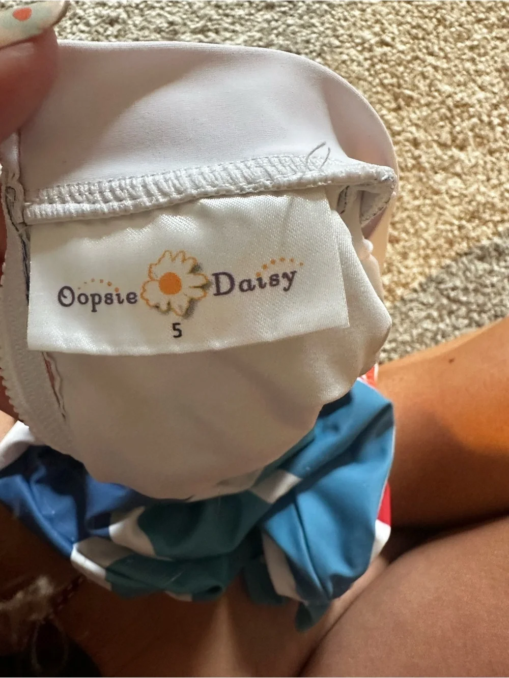 Oopsie Daisy Girls Long Sleeve Rash Guard One-Piece Swimsuit – Size 5